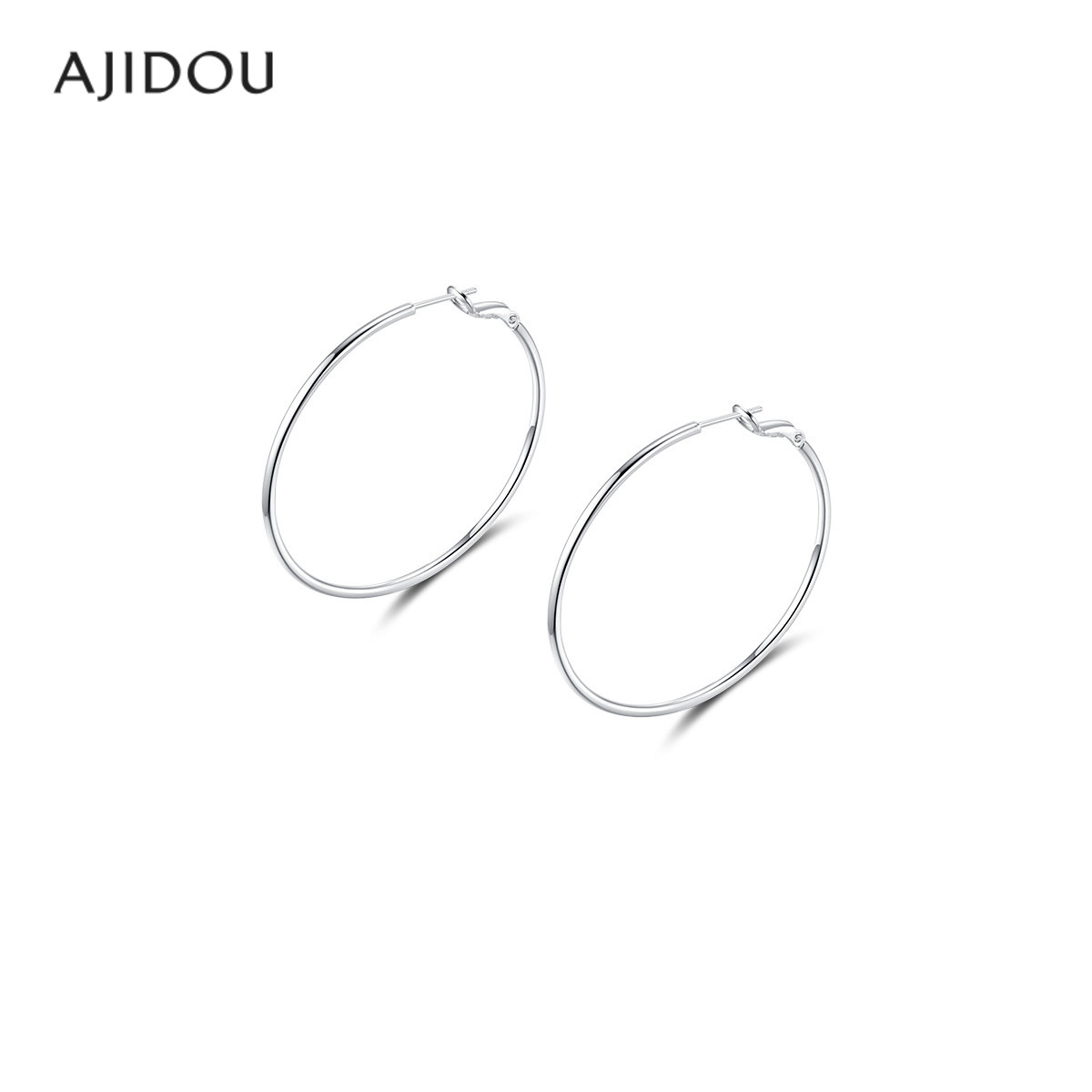 AJIDOU阿吉豆耳饰女款S925银素圈耳环轻奢气质大耳圈饰品耳坠耳钉