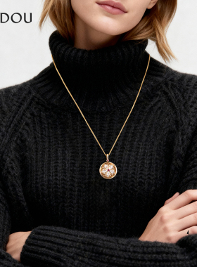 AJIDOU阿吉豆项链女金色罗盘颈链