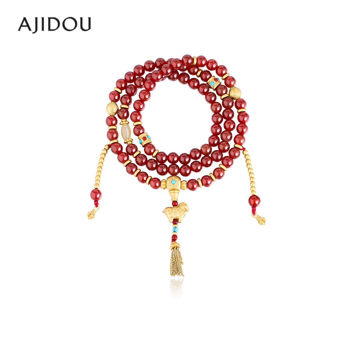 AJIDOU阿吉豆玄马迎福系列玛瑙叠戴串珠手链复古国风手串轻奢手饰