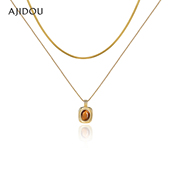AJIDOU阿吉豆项链女美拉德饰品新年虎眼石蛇骨链高级感轻奢毛衣链
