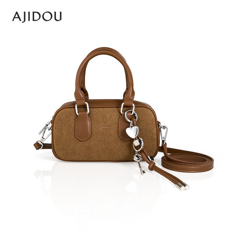 阿吉豆单肩斜挎包复古波士顿包