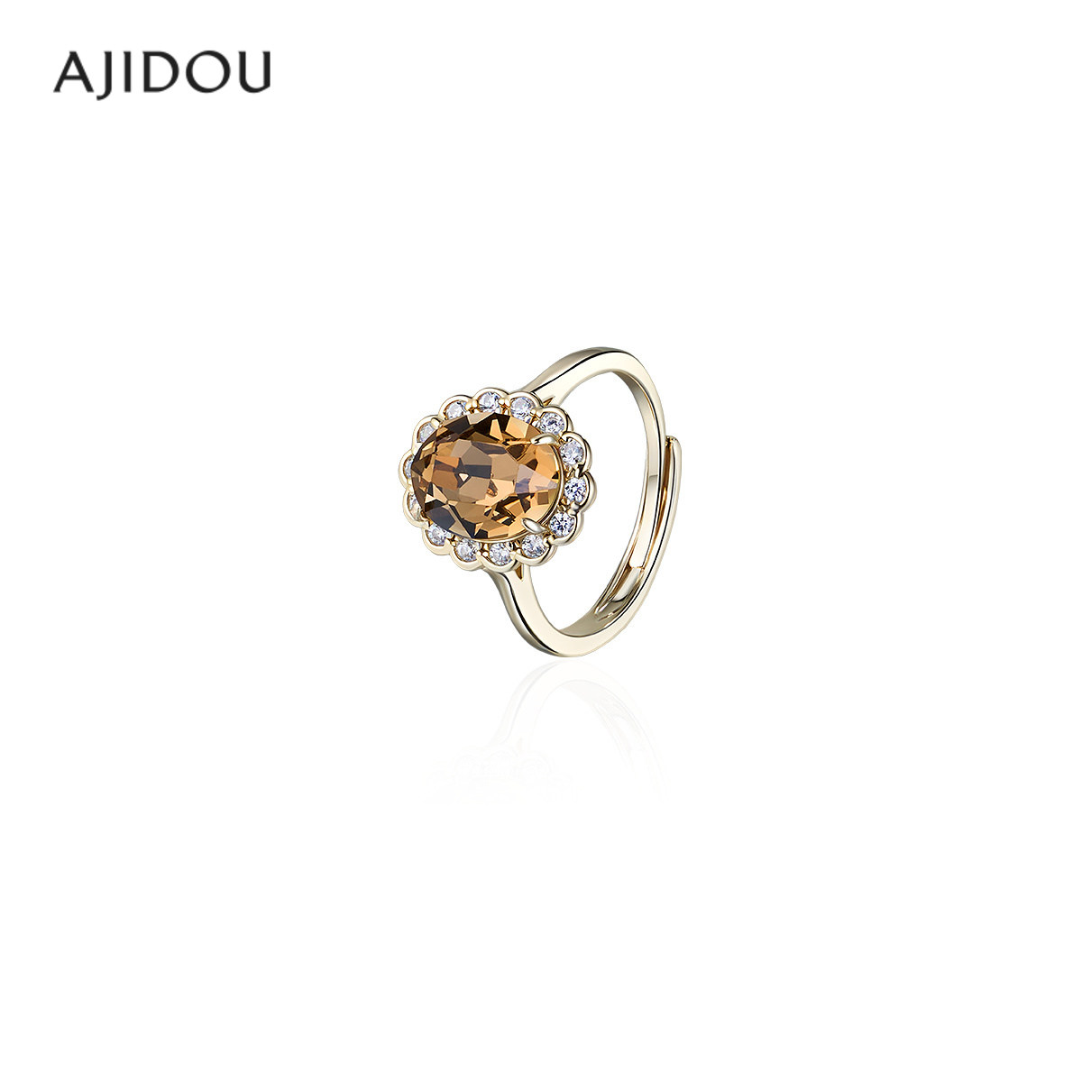 AJIDOU阿吉豆戒指女浅金色春夏复古设计感指环开口戒轻奢指环尾戒