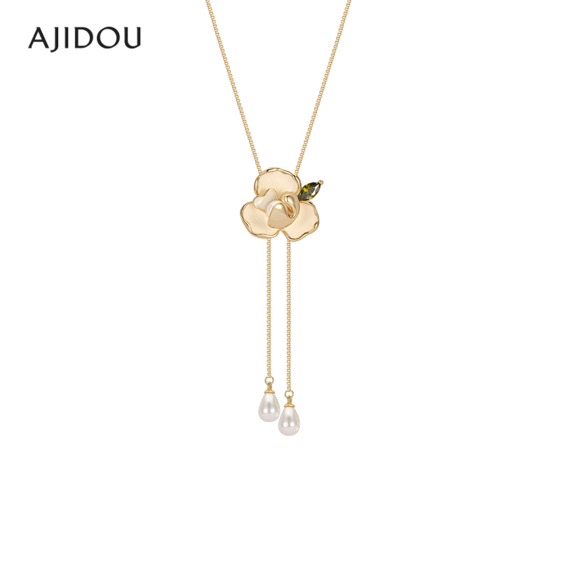 AJIDOU阿吉豆项链女优雅花卉抽拉线下专柜同款颈链锁骨链