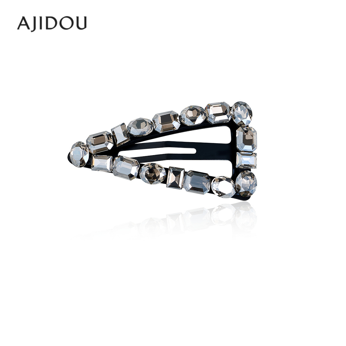 阿吉豆发夹时尚灰色水钻鸭嘴夹女