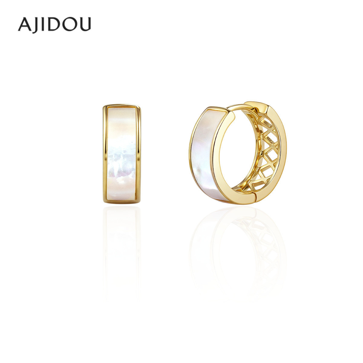 AJIDOU阿吉豆耳饰女款金色贝母复古圈圈耳环轻奢配饰耳钉小众耳圈,饰品/流行首饰/时尚饰品新,耳环,淘宝优惠券,粉丝福利购,淘宝优惠卷