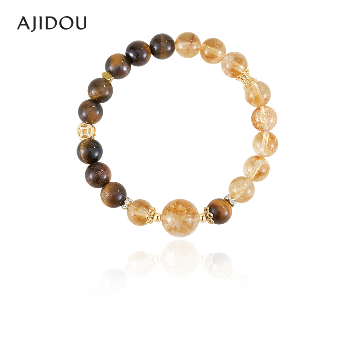 阿吉豆黄水晶手链女款木变石手串