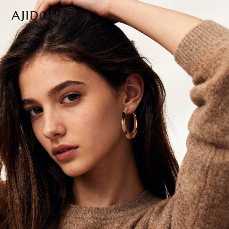 AJIDOU阿吉豆耳饰女醋酸板材耳环