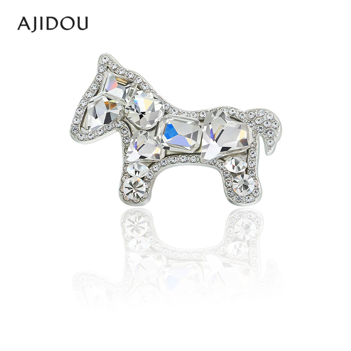 阿吉豆发夹女款银色小马鸭嘴夹