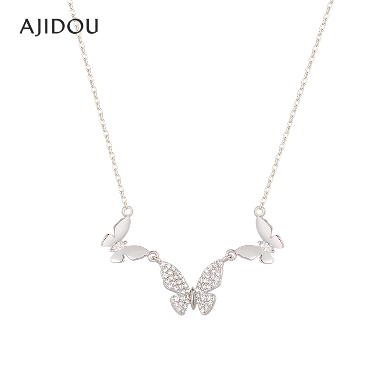 AJIDOU阿吉豆项链女925银蝴蝶颈链修饰颈链锁骨链