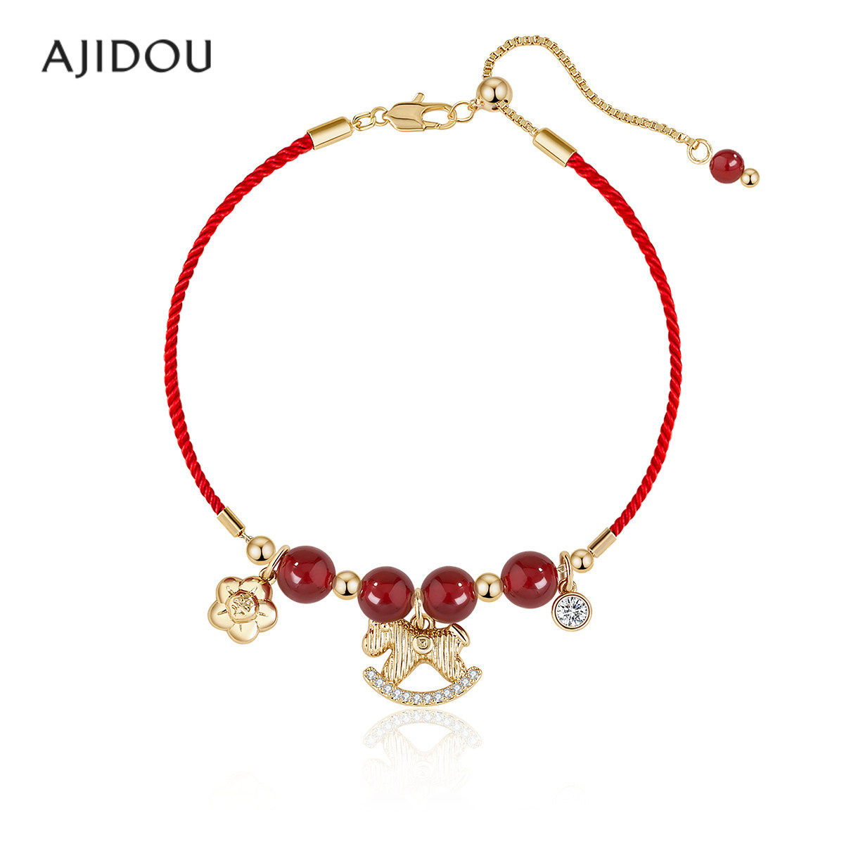 AJIDOU阿吉豆2026马年属马本命年红绳编织绳马上有钱女款好运手链,饰品/流行首饰/时尚饰品新,手链,淘宝优惠券,粉丝福利购,淘宝优惠卷