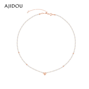 简约爱心项链轻奢小众颈链锁骨链高级感 AJIDOU阿吉豆女925银时尚