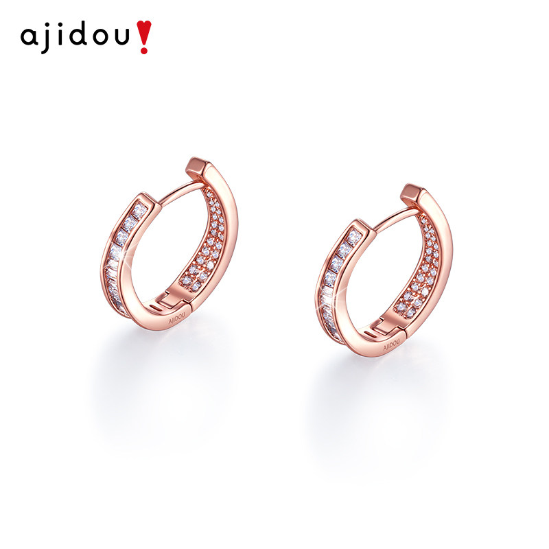 AJIDOU阿吉豆耳饰女款玫瑰金耳环耳扣轻奢配饰小众设计耳圈圈耳钉