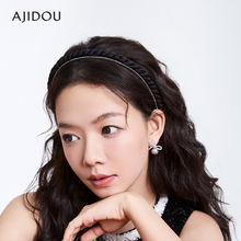 AJIDOU阿吉豆发箍女款优雅时尚编织款黑色休闲水钻公主风头箍发饰