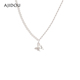 AJIDOU阿吉豆项链女时尚 蝴蝶珍珠甜美闪耀银色锁骨链颈链