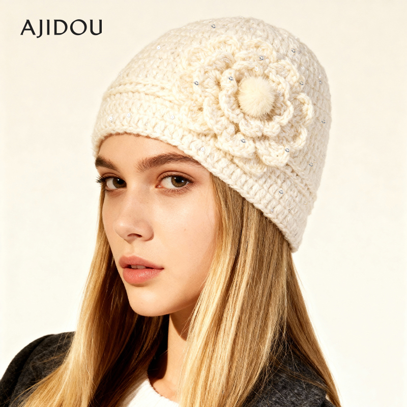 阿吉豆帽子女款毛线帽针织保暖帽