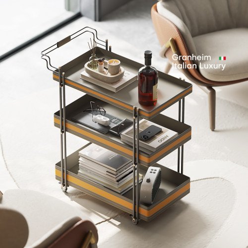 意式轻奢马鞍皮可移动沙发侧几