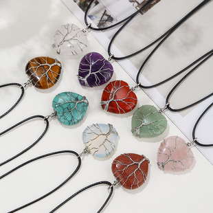 春夏生命树爱心紫水晶锁骨链女简约蓝松颈链精致虎眼石项链送闺蜜