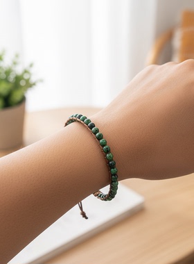 6mm红绿宝非洲松编织手链女士