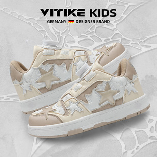 儿童运动鞋2024新款秋季中大童免系鞋带皮面防滑星星鞋休闲男童鞋