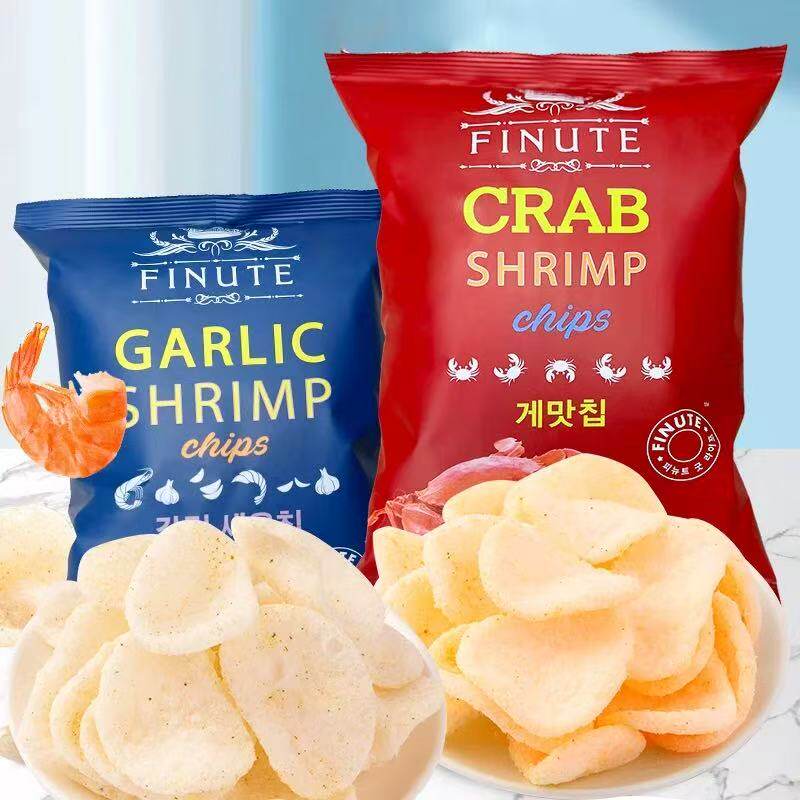 韩国进口FINUTE趣莱福虾片儿童休闲解馋小零食品大礼包膨化薯片