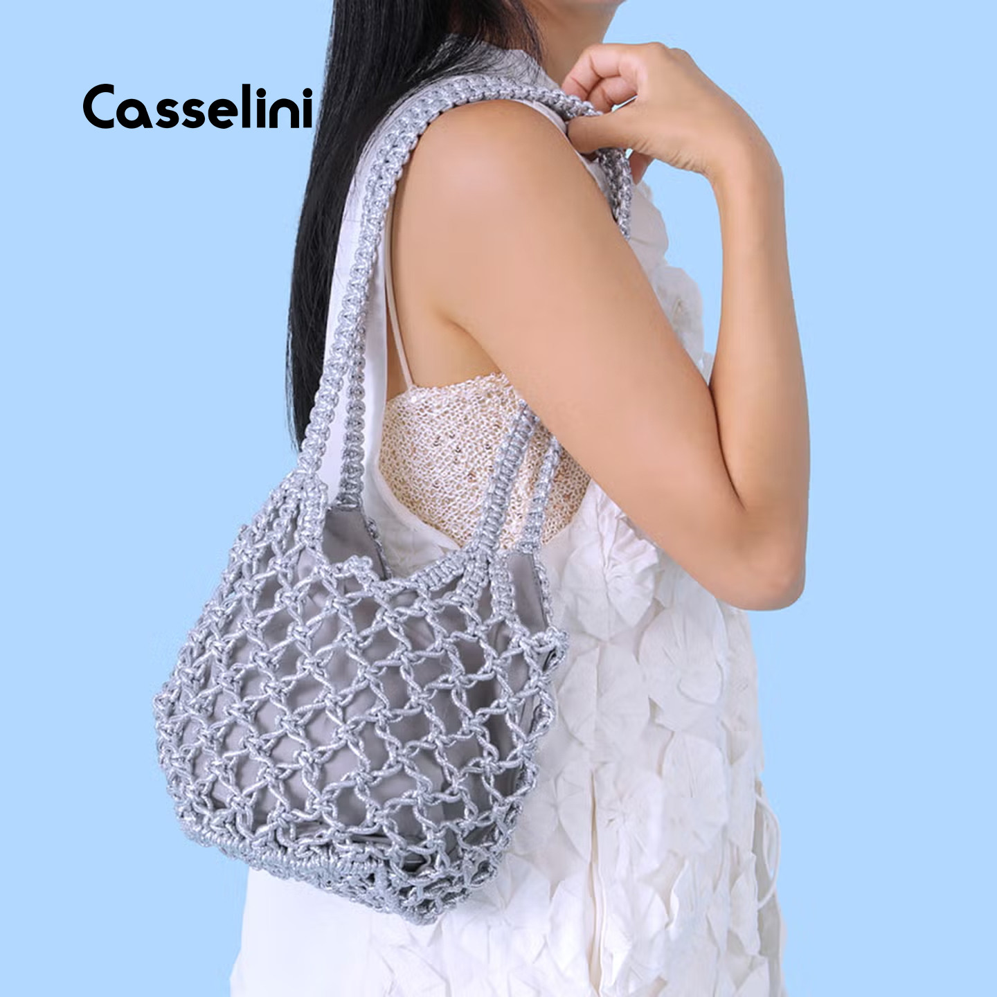 casselini26年新款金银线编织包