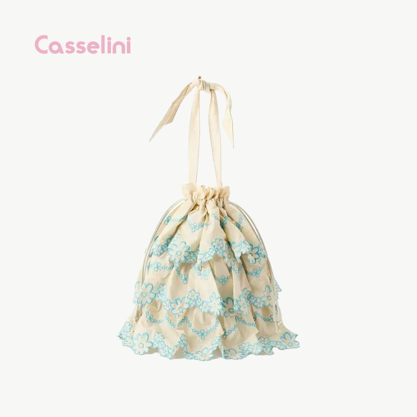 casselini刺绣花朵蛋糕裙摆包