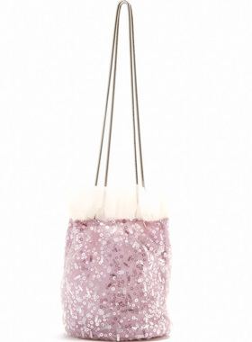 【4折福利】casselini小众感甜美人鱼包亮片水桶包女手提单肩