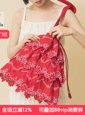 casselini26年新款刺绣花朵蛋糕裙蝴蝶结日常通勤购物女包软包