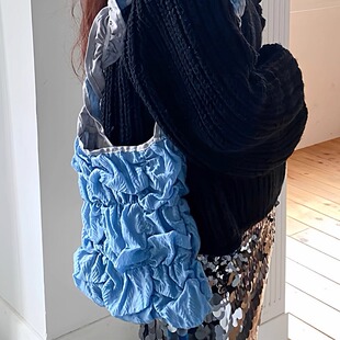 casselini小众设计泡泡褶皱单肩包斜挎包女可调节肩带 4折福利