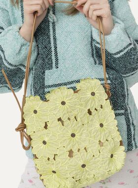 【5折福利】casselini小众设计花朵刺绣通勤购物单肩包斜挎包小号