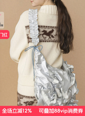 casselini小众设计木耳荷叶边云朵包褶皱洋气单肩斜挎包女大容量