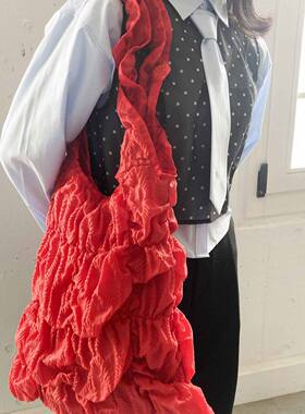 【4折福利】casselini泡泡褶皱单肩腋下包大容量托特包女慵懒风