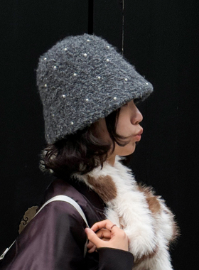 Casselini小众设计秋冬保暖防风珍珠针织盆帽