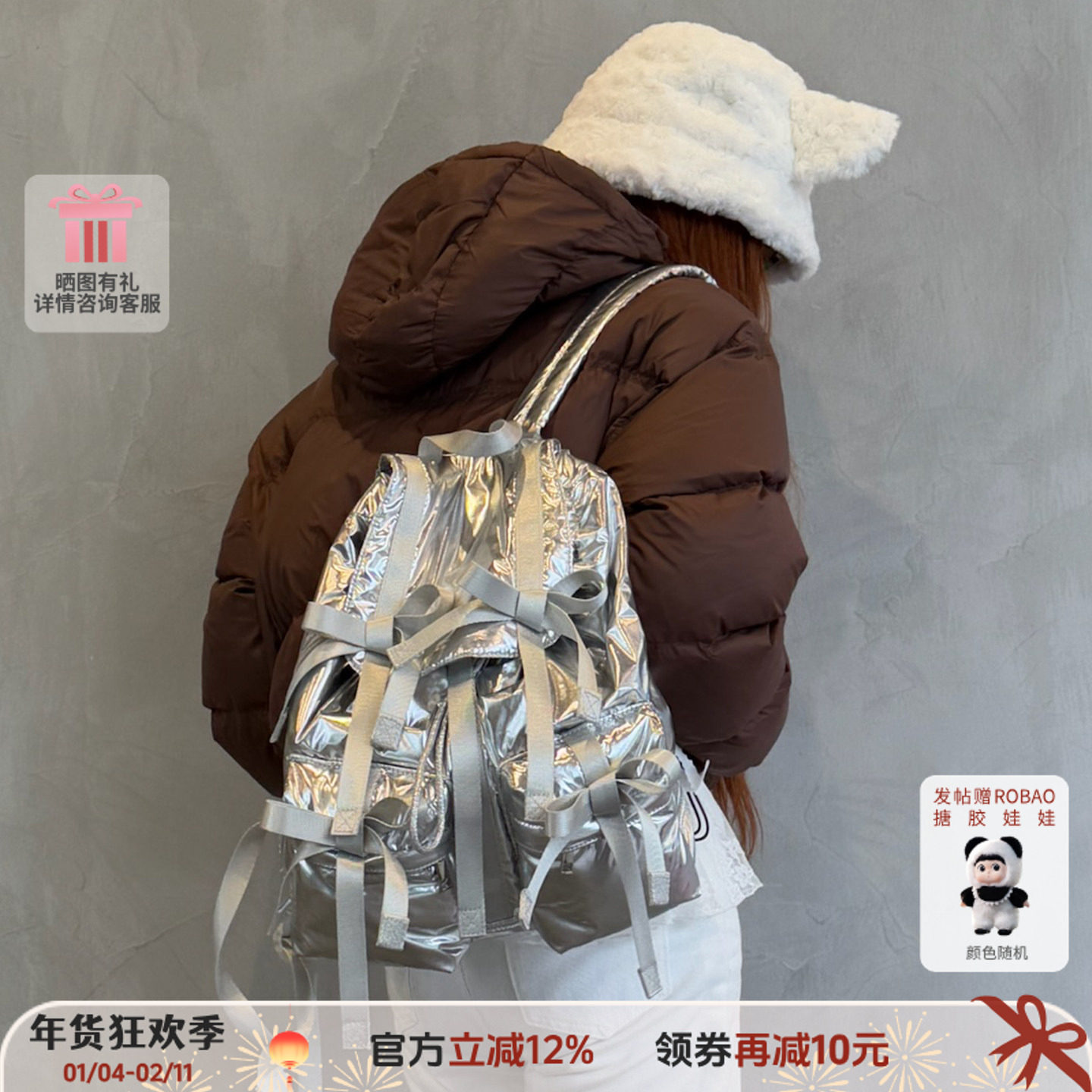 【吴昕同款】casselini蝴蝶结双肩包大容量通勤背包时尚休闲书包,箱包皮具/热销女包/男包,双肩背包,淘宝优惠券,粉丝福利购,淘宝优惠卷