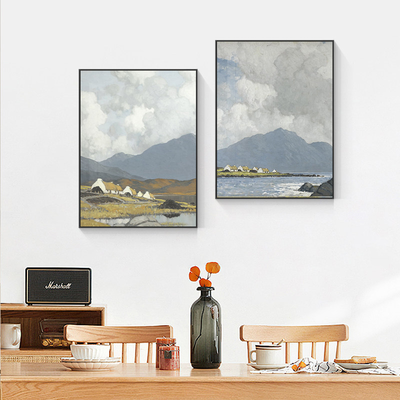 现代简约北欧客厅装饰画沙发背景墙抽象艺术挂画餐厅山水风景壁画
