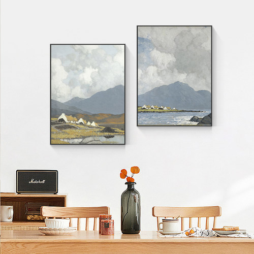 现代简约北欧客厅装饰画沙发背景墙抽象艺术挂画餐厅山水风景壁画