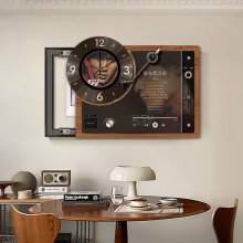 现代简约风黑胶唱片时钟电表箱装饰画复古时尚电闸开关盒遮挡挂画