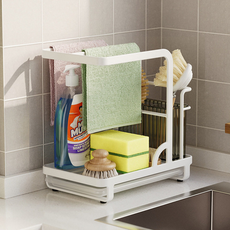 厨房抹布架置物架挂毛巾收纳架水龙头沥水洗碗用具专用架子多功能