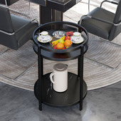 麻将机茶几茶水架双层可移动棋牌室专用带烟缸桌边几轻奢小茶水桌