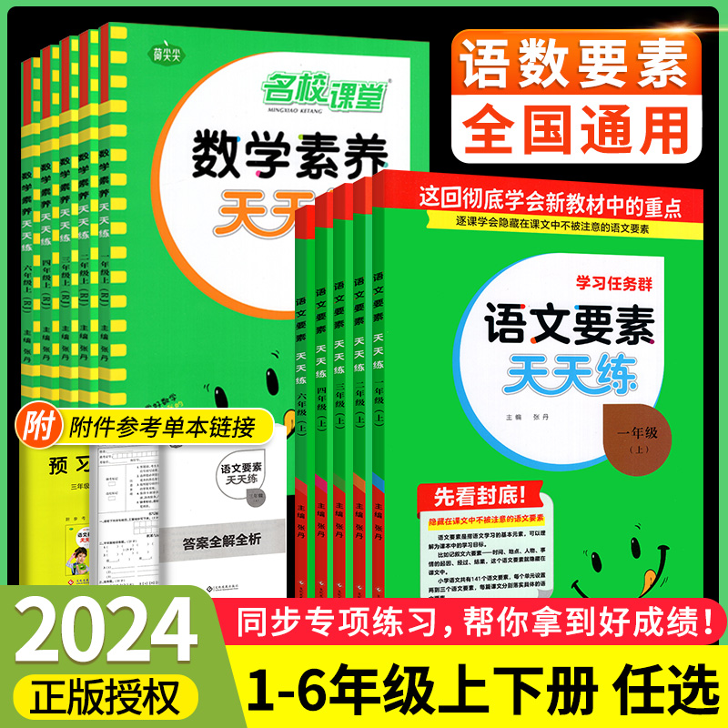 2024版语文要素天天练语文数学人教版一二三年级四年级五年级六年级上下册同步练习册单元测试预习复习核心数学素养天天练名校课堂-封面