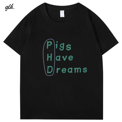 Phd我有博士学位 趣味搞笑英文字母T恤短袖Pig Have Dreams衣服潮