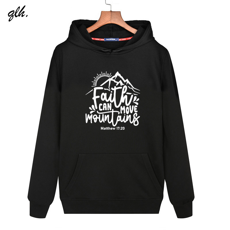 男女儿童信仰励志经文赞美感恩移山精神连帽卫衣团建定制印字logo