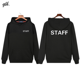 工作人员STAFF文字英文印花连帽衫会场团队服定制长袖秋冬款衣服