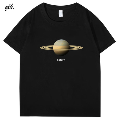 纯棉银河系宇宙太阳系八大行星土星saturn短袖T恤成人衣服有童装