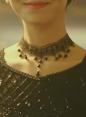 黑色白色珍珠蕾丝项链遮脖复古气质锁骨链颈链带脖子手链臂链饰品