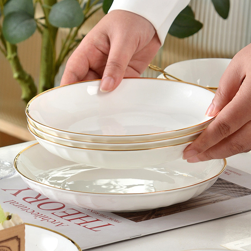 骨瓷盘子碗家用2024新款菜盘高级感轻奢创意网红陶瓷菜碟炒菜深盘