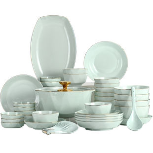 陶瓷碗家用2025新款轻奢金边时尚吃饭碗装菜盘子加厚防烫碗具单个