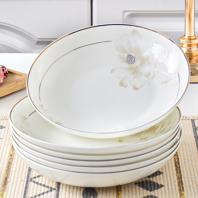 新款骨瓷平盘子菜盘家用陶瓷碟子可微波炉创意大容量深盘炒菜盘子,餐饮具,盘,淘宝优惠券,粉丝福利购,淘宝优惠卷