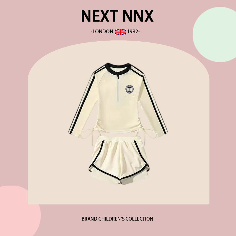 英国NEXT NNX儿童泳衣女童撞色分体式泳衣女孩温泉游泳衣专业游衣