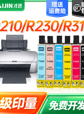 才进适用爱普生T0491墨盒彩色大容量R210 R230 R310 R350打印机墨水RX510 RX630 RX650原装喷墨一体机T049 XL